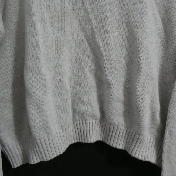 Women's Grey Cropped Sweater | medium | Red and Blue Striped Sleeves - Picture 13 of 15